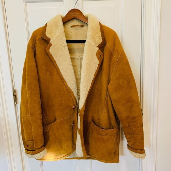 Remit Other - Vintage Remit Brown Suede Shearling Midi Coat Size L